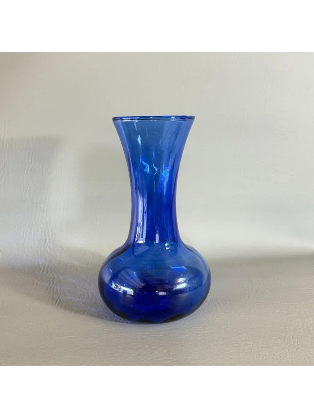 Vintage Indiana Glass Illusions Cobalt Blue Bud Vase Hourglass Onion Bulb 7.8